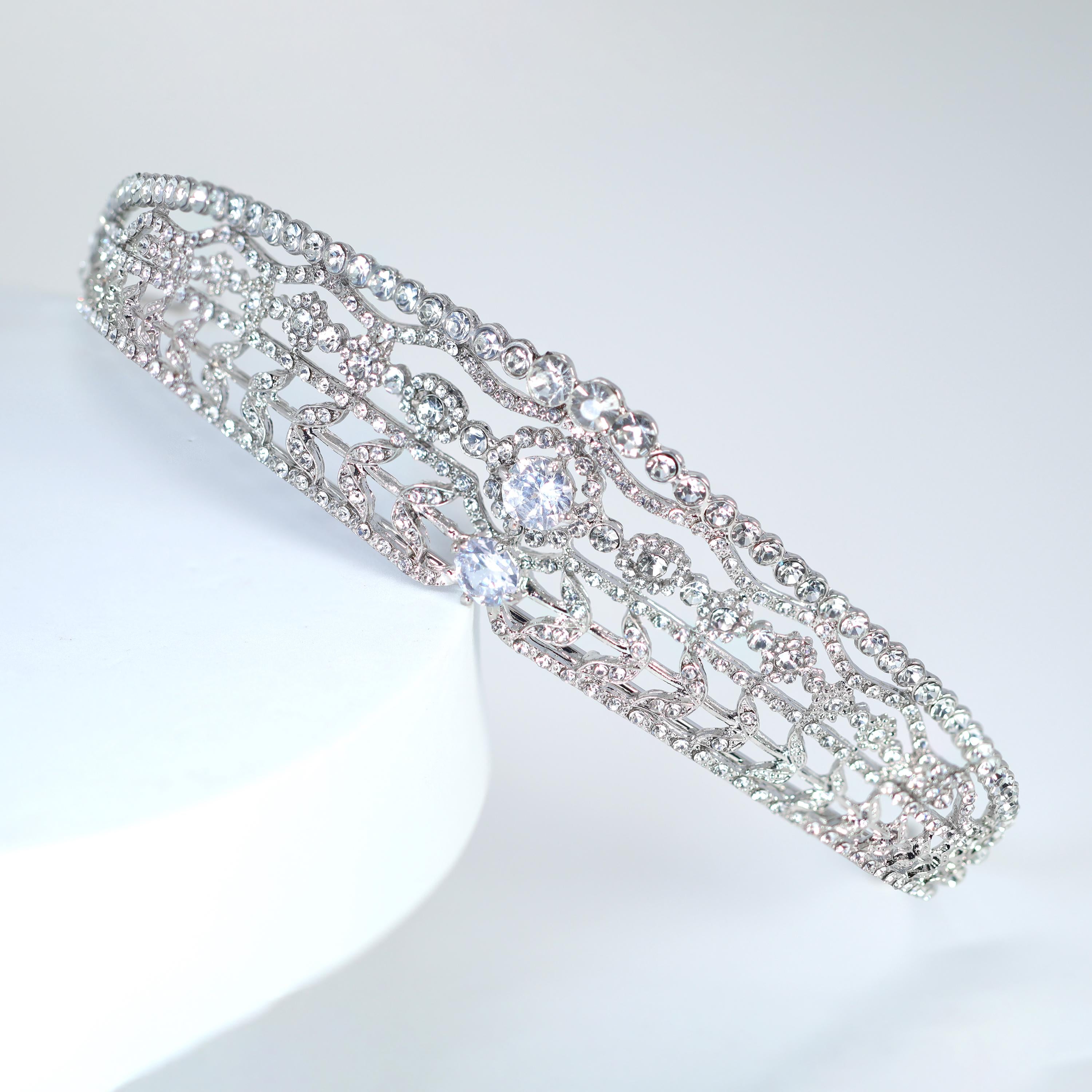 Luxury Swarovski Crystals & Cubic Zirconia Floral Leaves Queen Tiara , Bridal Crown, Crystal Wedding, Crystal Wedding Crown, Tiara Bride