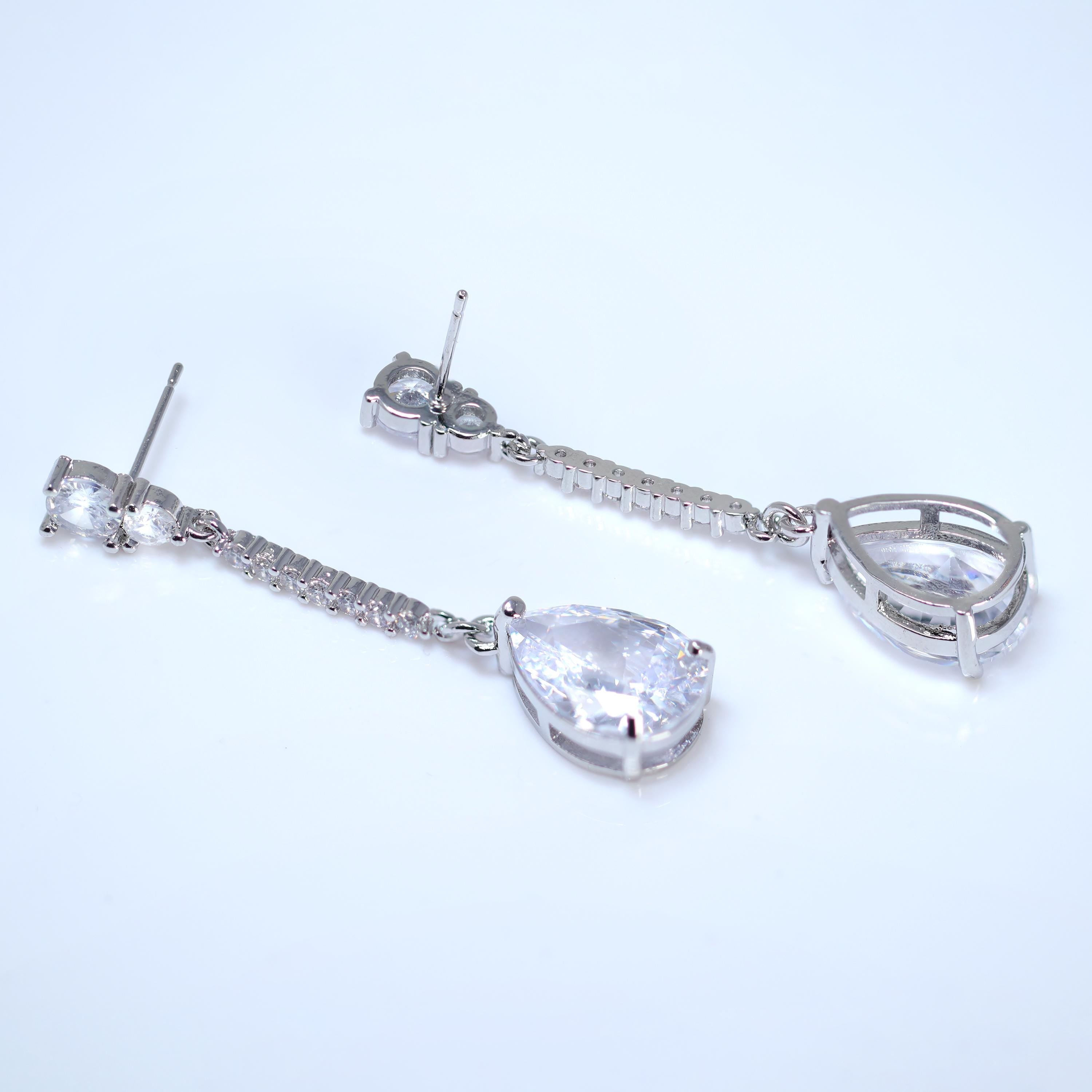 Swarovski Diamond Tear Drop Tassel Earrings, Bridal Jewelry, Bridal Earrings, Crystal Bridal Earrings, Statement Earrings Cz