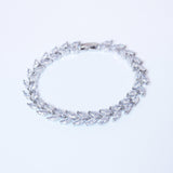 Swarovski Crystal diamond Leafy Elegance Vine Leaves Necklace, Long Bridal Jewelry, Bridal Earrings, CZ Statement Set.
