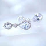 Cubic Zirconia Diamond Timeless Drops Diamond Earrings, Long Bridal Jewelry, Bridal Earrings, Crystal Bridal Earrings, Statement Earrings Cz