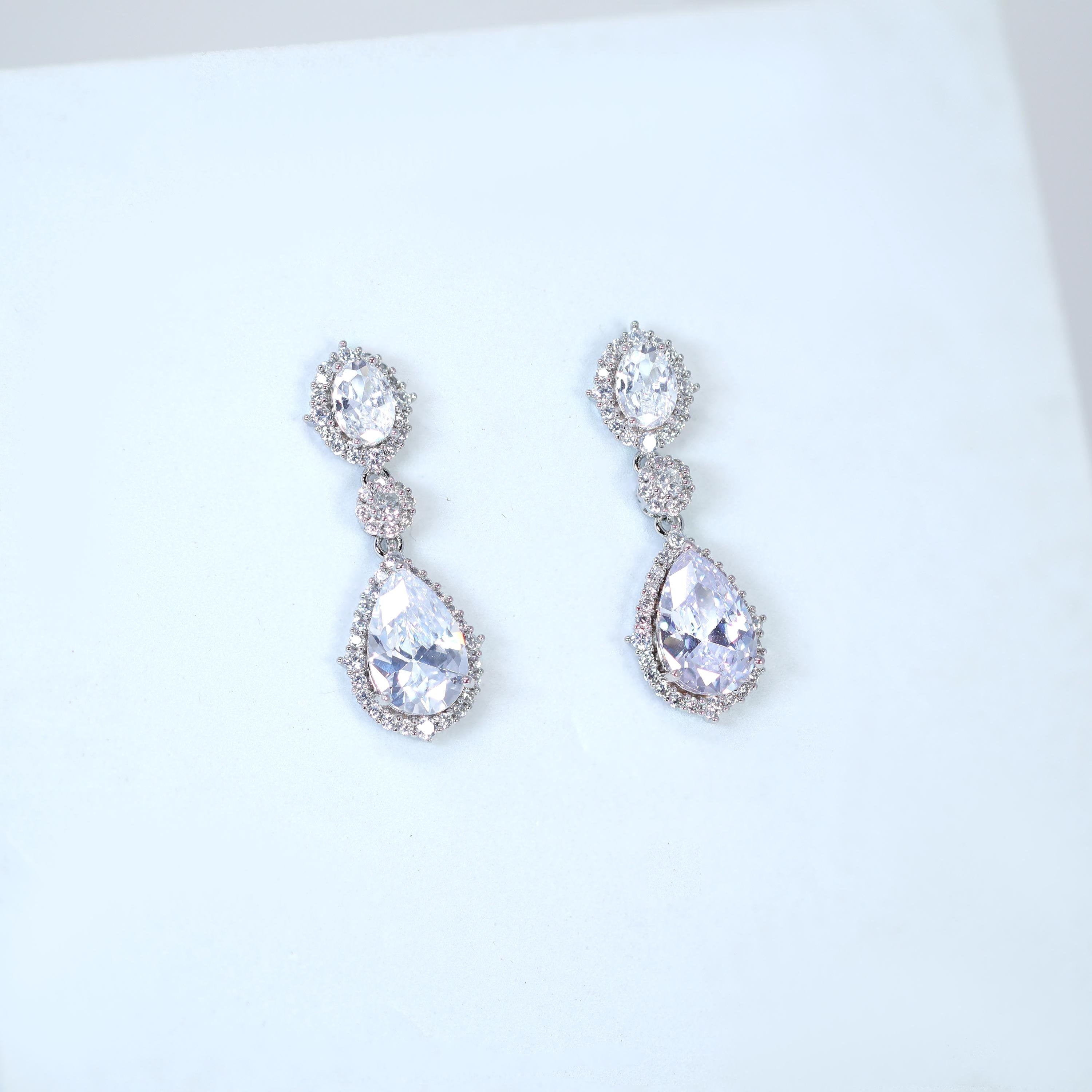 Cubic Zirconia Diamond Timeless Drops Diamond Earrings, Long Bridal Jewelry, Bridal Earrings, Crystal Bridal Earrings, Statement Earrings Cz