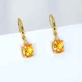 14k Gold Plated Yellow Topaz Drop Earrings, Natural Gemstone Bridal Earrings, Crystal Bridal Earrings, Statement Earrings