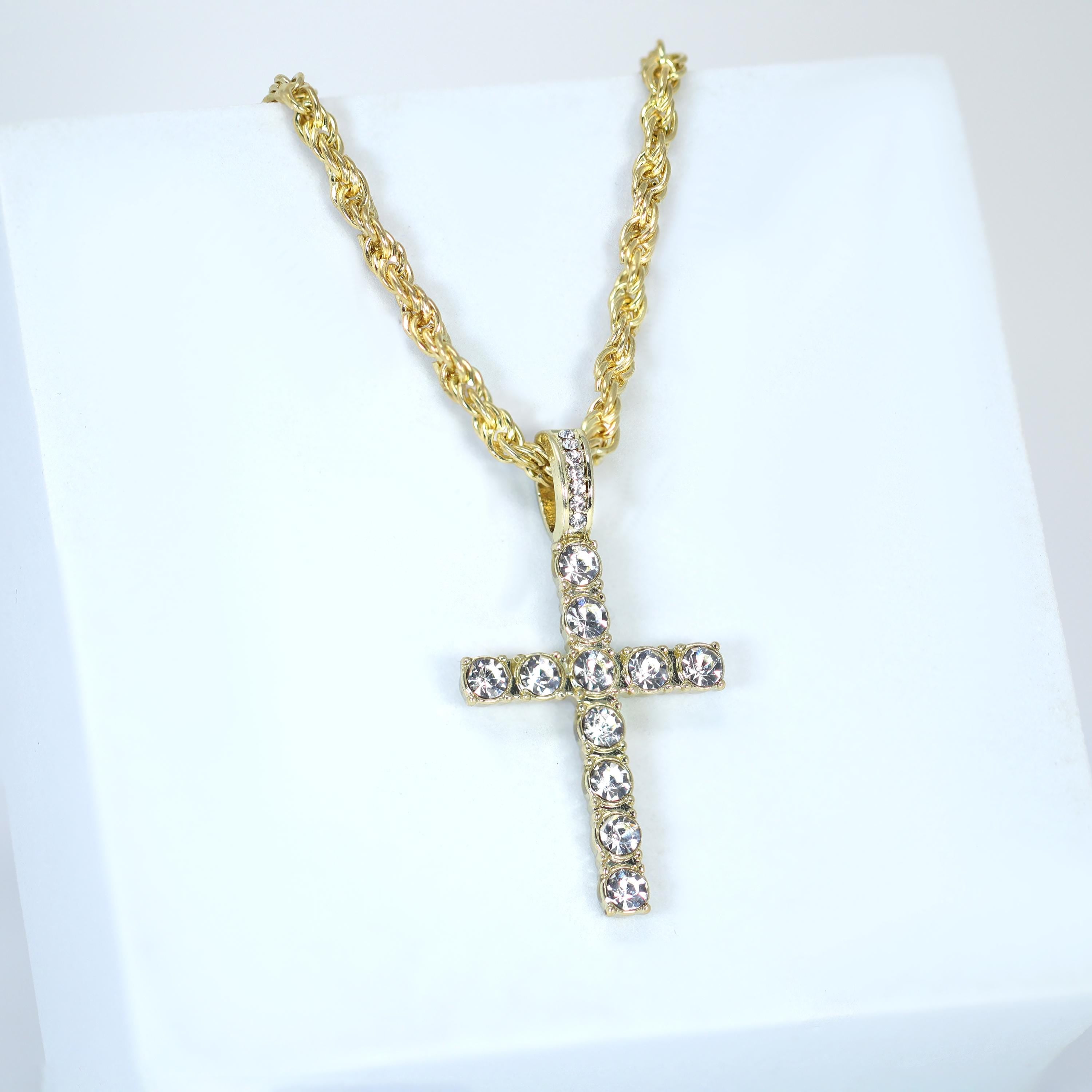 Vintage Rhinestone Cross Pendant Necklace, Gift For Her, Gift for him, Christmas Gift, Baptism Celebration.
