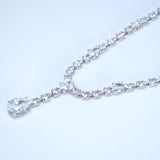 Swarovski Bridal Dainty Teardrop Necklace, Long Bridal Jewelry, Art Deco Bridal Necklace, Statement Necklace Necklace Set.