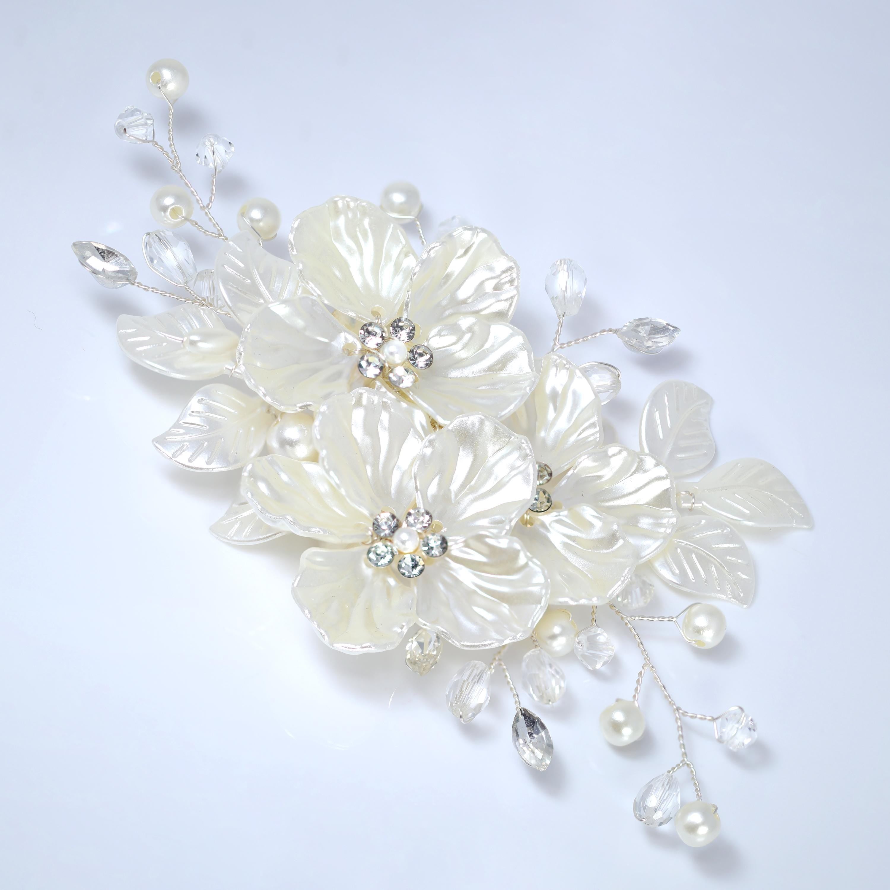 Ivory White Floral Blossom Bridal Hair Clip , Bridal Hair Accessories, Bridesmaid Gift, Wedding Accessory.