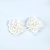 Textured White Flower Stud Earrings, Bridal Jewelry, Bridal Stud Earrings, Bridal Earrings, Statement Earrings, Bridesmaid Earring.