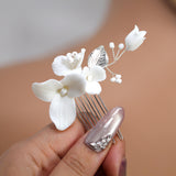 Ethereal Trillium Rose Bud Bridal Comb Hair comb, Bridal Hair piece, Something Blue Hair Accessories, Wedding Hair Accessory.