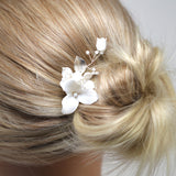 Ethereal Trillium Rose Bud Bridal Comb Hair comb, Bridal Hair piece, Something Blue Hair Accessories, Wedding Hair Accessory.