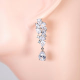 Timeless Floral Drop Crystal Diamond Earrings, Long Bridal , Bridal Earrings, Crystal Bridal Earrings, Statement Earrings