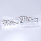 Timeless Floral Drop Crystal Diamond Earrings, Long Bridal , Bridal Earrings, Crystal Bridal Earrings, Statement Earrings