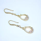 White Cat Eye Stone Drop Dangle Bridal Earrings, Crystal Bridal Earrings, Statement Earrings Cz