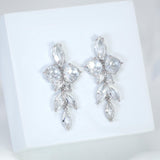 CZ long Floral Dream Drop Statement Earring, Dangle Crystal, Diamond Earring, Long Bridal Jewelry, Crystal Bridal Earrings