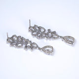 Timeless Floral Drop Crystal Diamond Earrings, Long Bridal , Bridal Earrings, Crystal Bridal Earrings, Statement Earrings