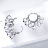 Dainty Cz Diamond Bezel Dangle Earrings, Crystal Hoop Earrings, Statement Earrings, Rhinestones Hoop Earrings.
