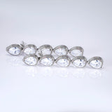 CZ Long Tassel Clip-On Teardrop Earrings, Crystal Bridal Earrings, Statement Earrings