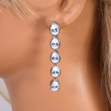 CZ Long Tassel Clip-On Teardrop Earrings, Crystal Bridal Earrings, Statement Earrings