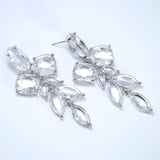 CZ long Floral Dream Drop Statement Earring, Dangle Crystal, Diamond Earring, Long Bridal Jewelry, Crystal Bridal Earrings