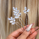 CZ Leafy Tails Set of 3 Hair Pins , Swarovski Hair pins Set, Bridal Hair Accessories, Gift For Her