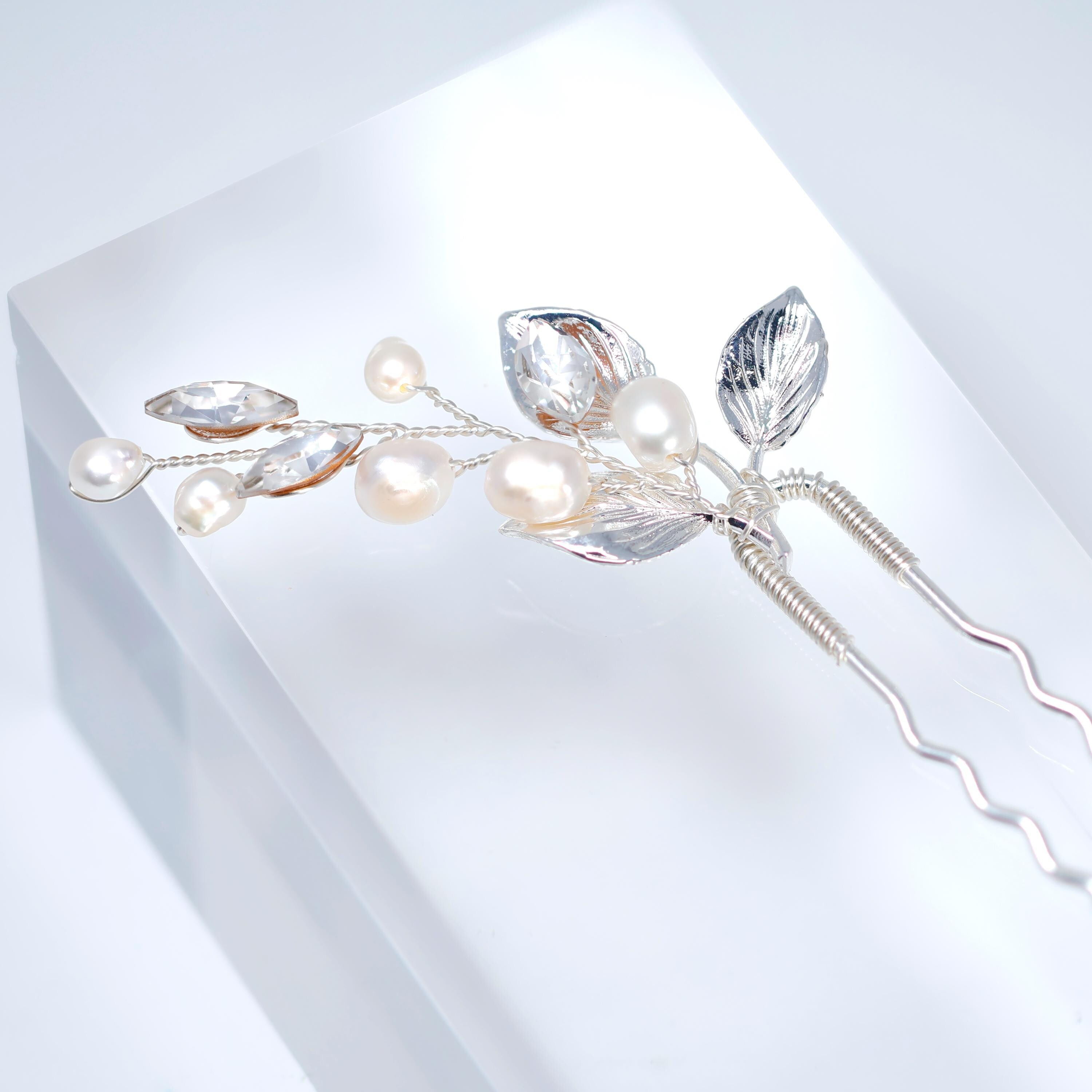 Set Of 3 Freshwater Pearl Dusted Bridal Hair Pins, Bridal Hair Accessories, Wedding Hair Accessory.