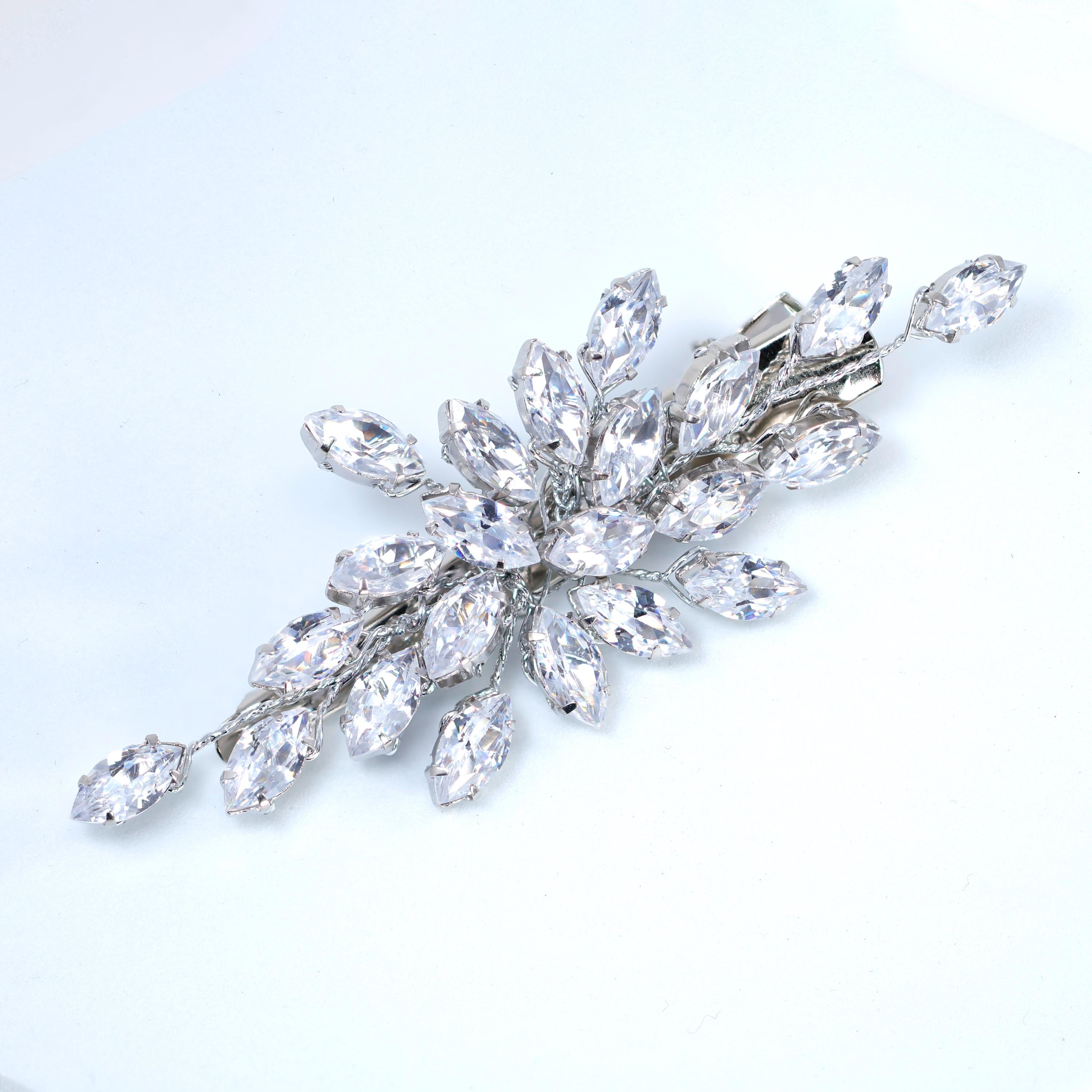 Leafy Arcade CZ And Rhinestone French Hair Clip, Bridal Hair Accessories, Bridesmaid Gift, Wedding Hair Accessory, Bridal Hair Clip