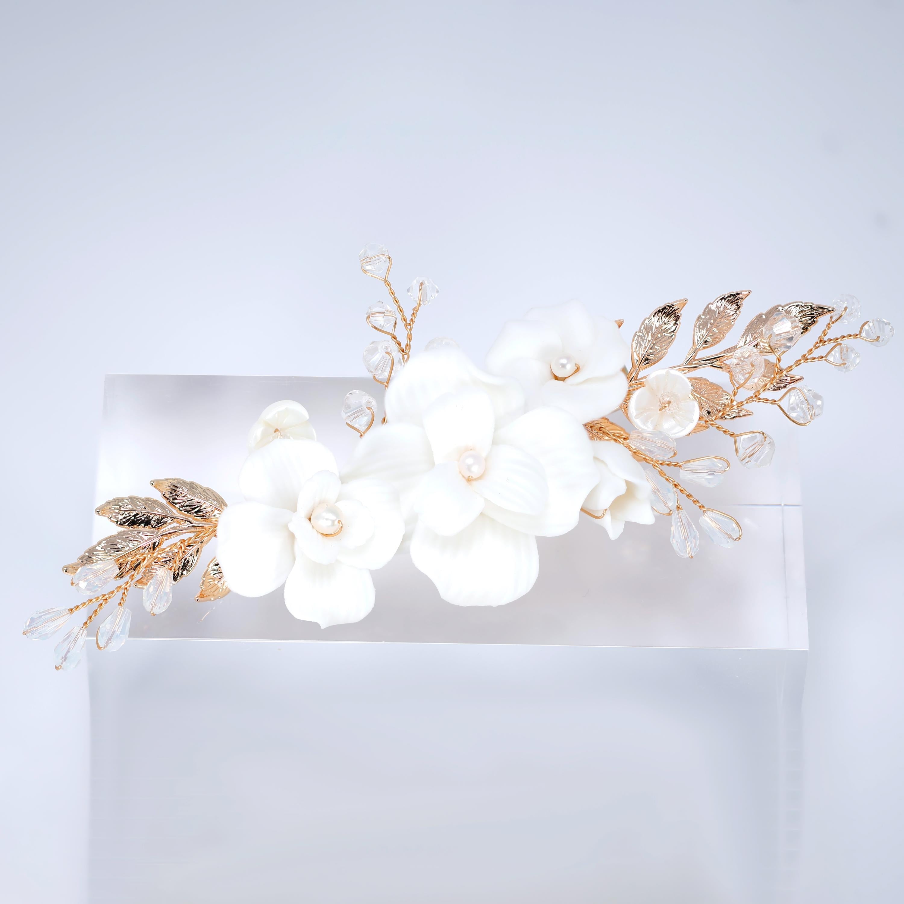 Freshwater Natural Pearl Celeste Flora Bridal Hair Clip, Bridesmaid Gift, Wedding Hair Accessory.