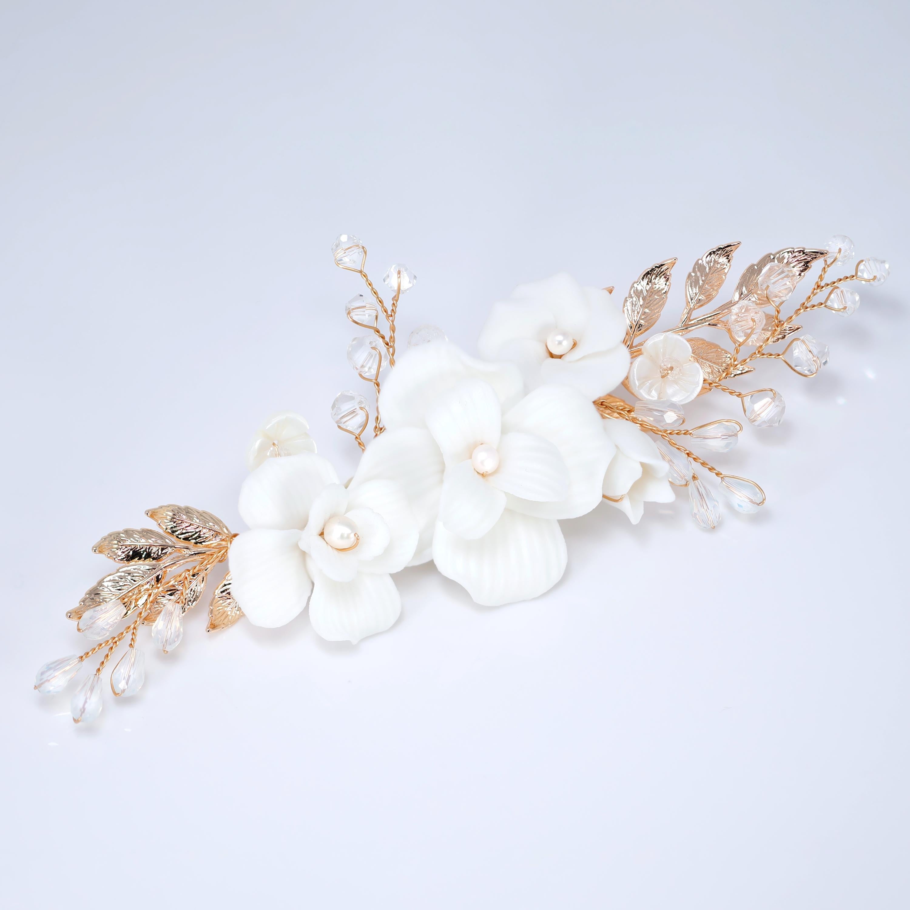 Freshwater Natural Pearl Celeste Flora Bridal Hair Clip, Bridesmaid Gift, Wedding Hair Accessory.