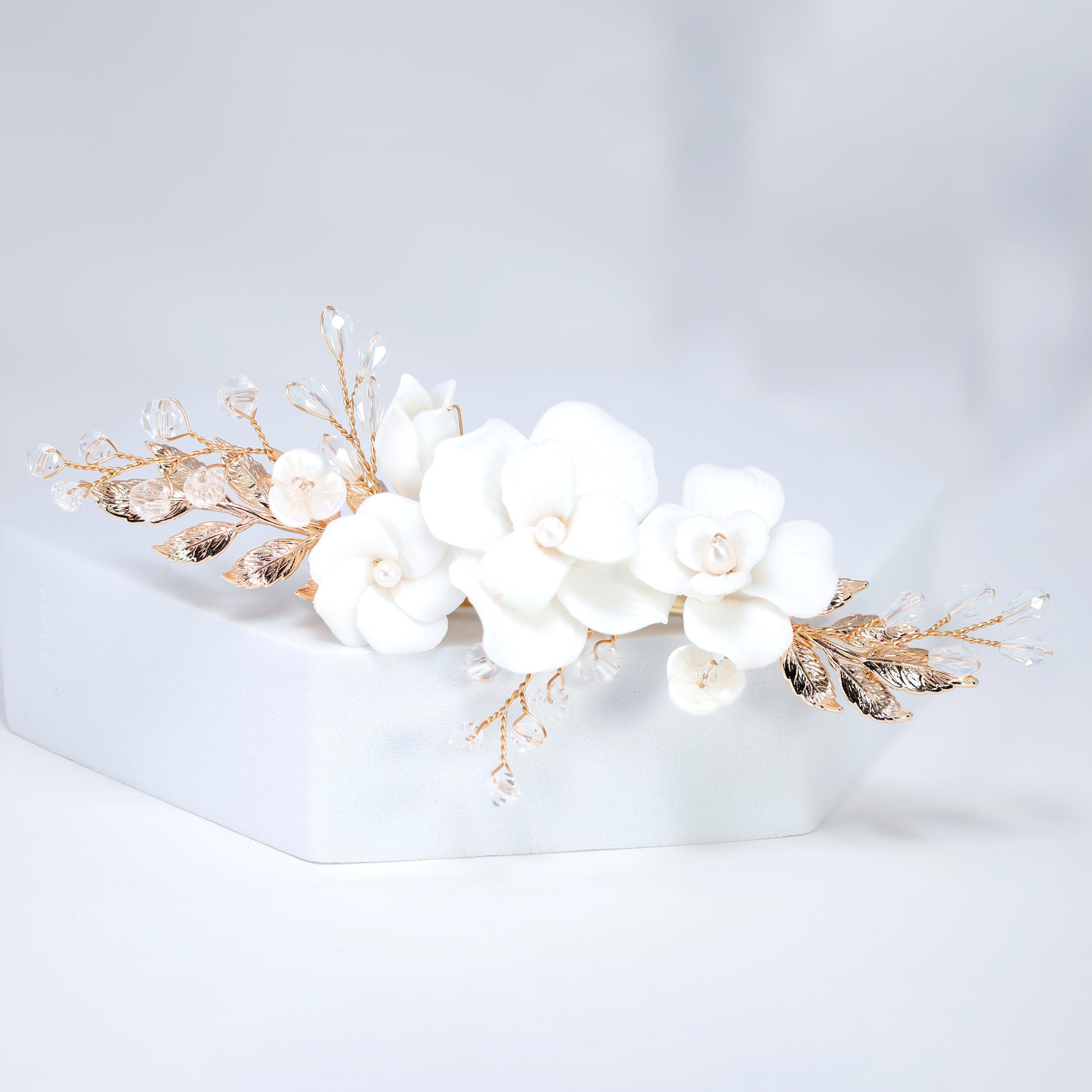 Freshwater Natural Pearl Celeste Flora Bridal Hair Clip, Bridesmaid Gift, Wedding Hair Accessory.