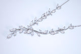 CZ Leaves Dancing with Light Necklace Set, Long Bridal Jewelry, Bridal Earrings And Necklace, Statement Earrings Cz Necklace Set.