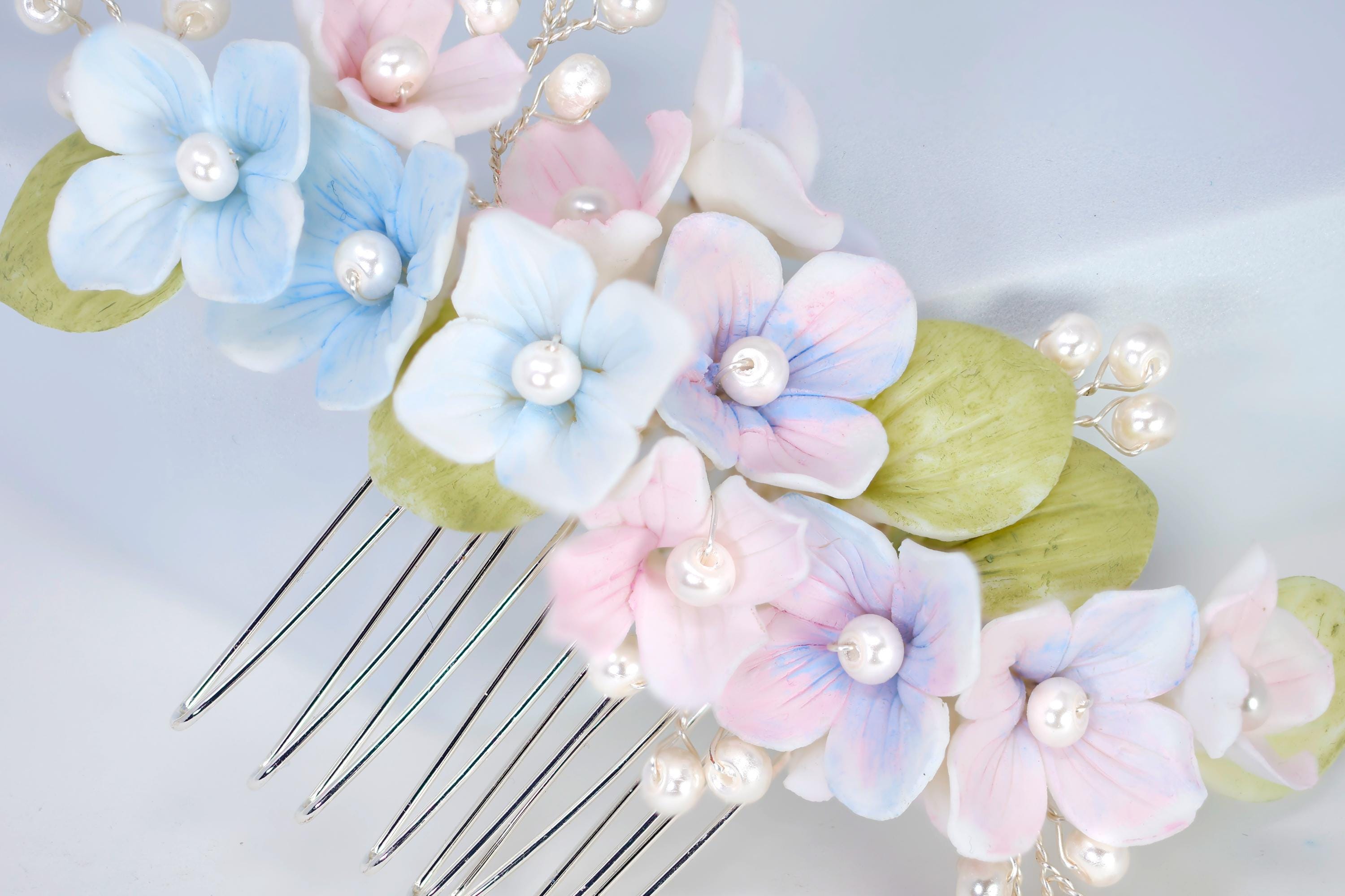 Porcelain/Ceramic Spring Serenade Hair comb, Bridal Hair piece, Bridal Hair Accessories, Wedding Hair Accessory.