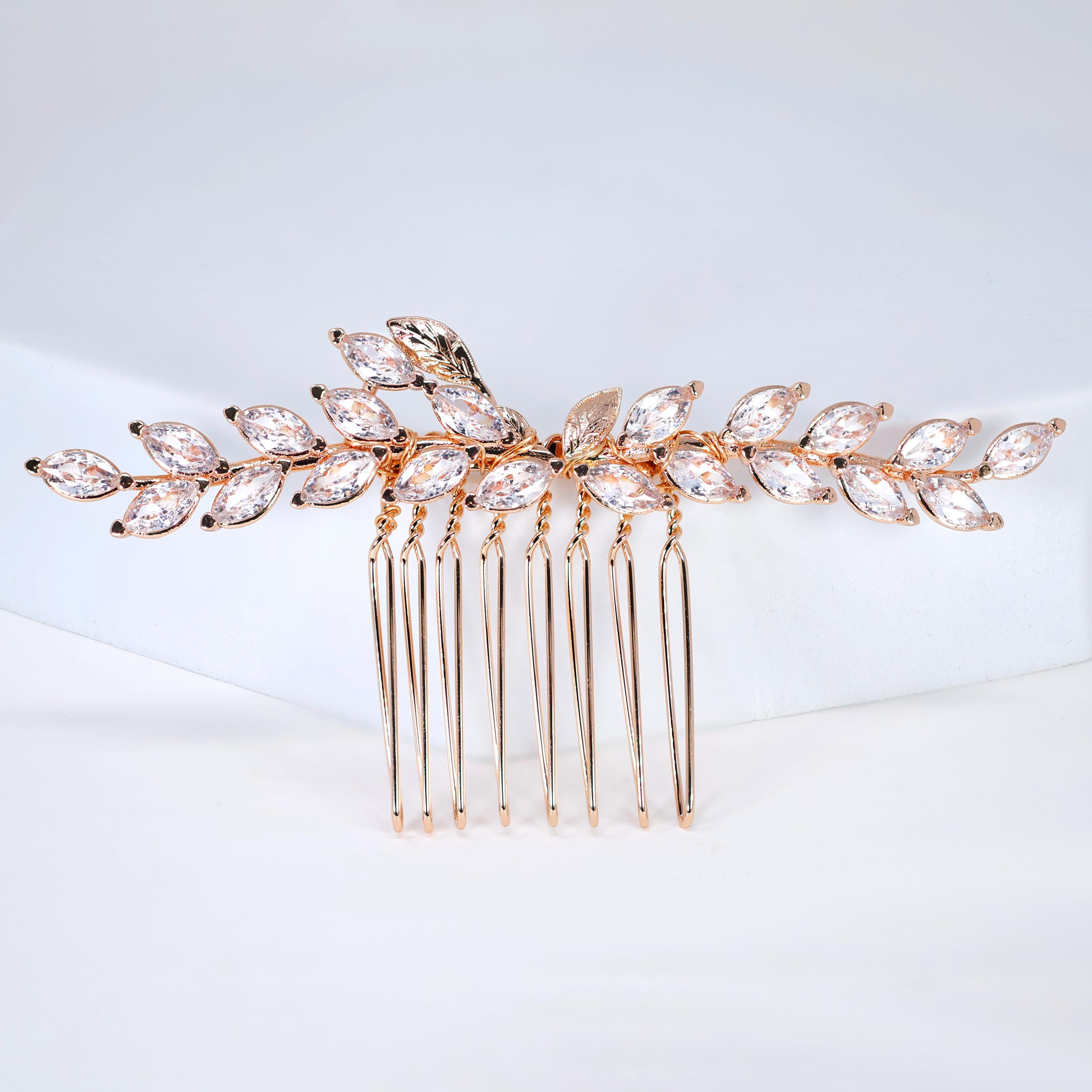 Cubic Zirconia, Diamond Sun-Kissed Ivy Bridal Hair Comb, Vine Hair Piece, Bridal Hair Accessories, Wedding Hair Accessory
