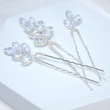 CZ Leafy Tails Set of 3 Hair Pins , Swarovski Hair pins Set, Bridal Hair Accessories, Gift For Her