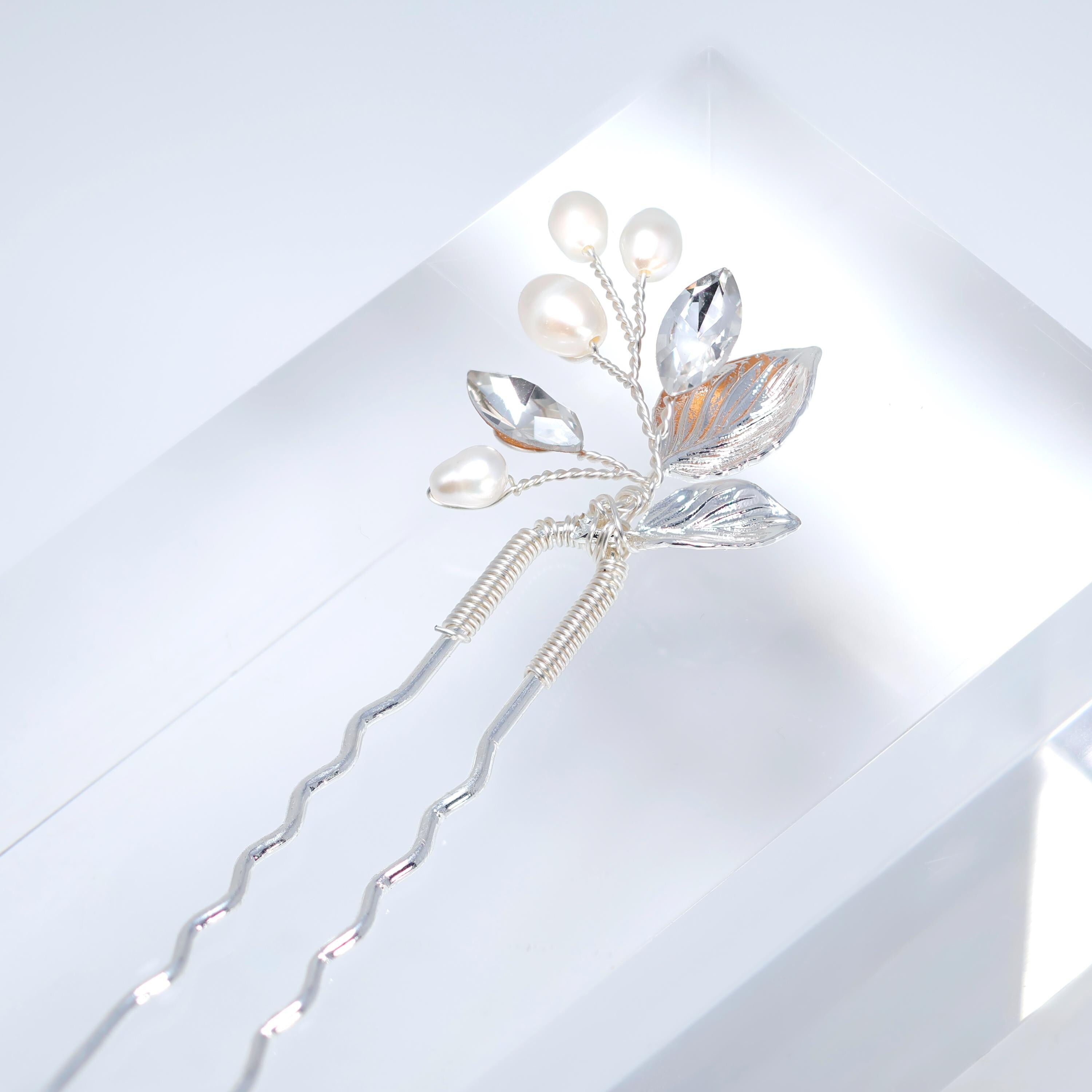 Set Of 3 Freshwater Pearl Dusted Bridal Hair Pins, Bridal Hair Accessories, Wedding Hair Accessory.