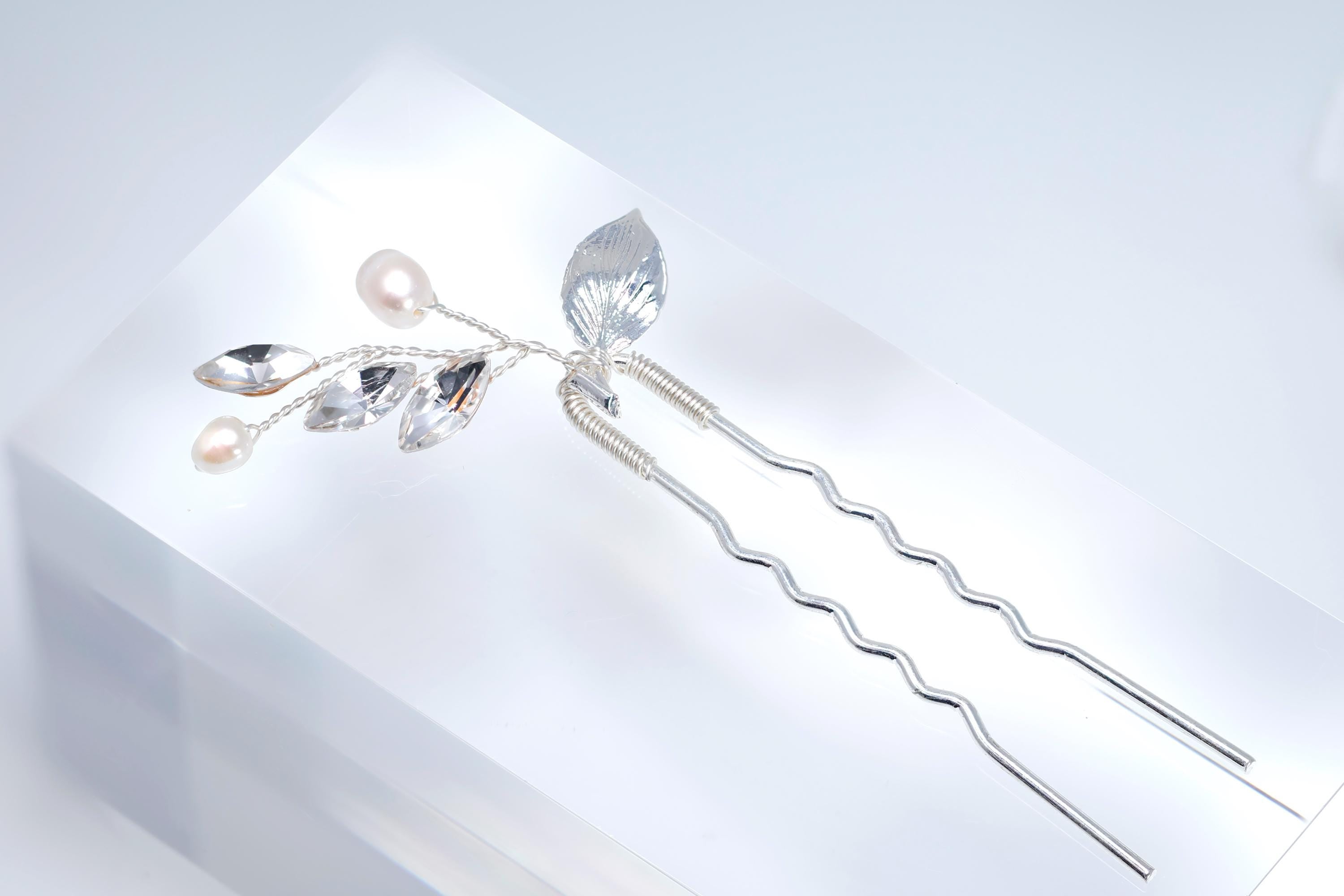 Set Of 3 Freshwater Pearl Dusted Bridal Hair Pins, Bridal Hair Accessories, Wedding Hair Accessory.