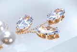 CZ Sparkling Leaves In Pearly Garden Set of 2 Hair Pins , Swarovski Hair pins Set, Bridal Hair Accessories, Pearl hair pins, Gift For Her