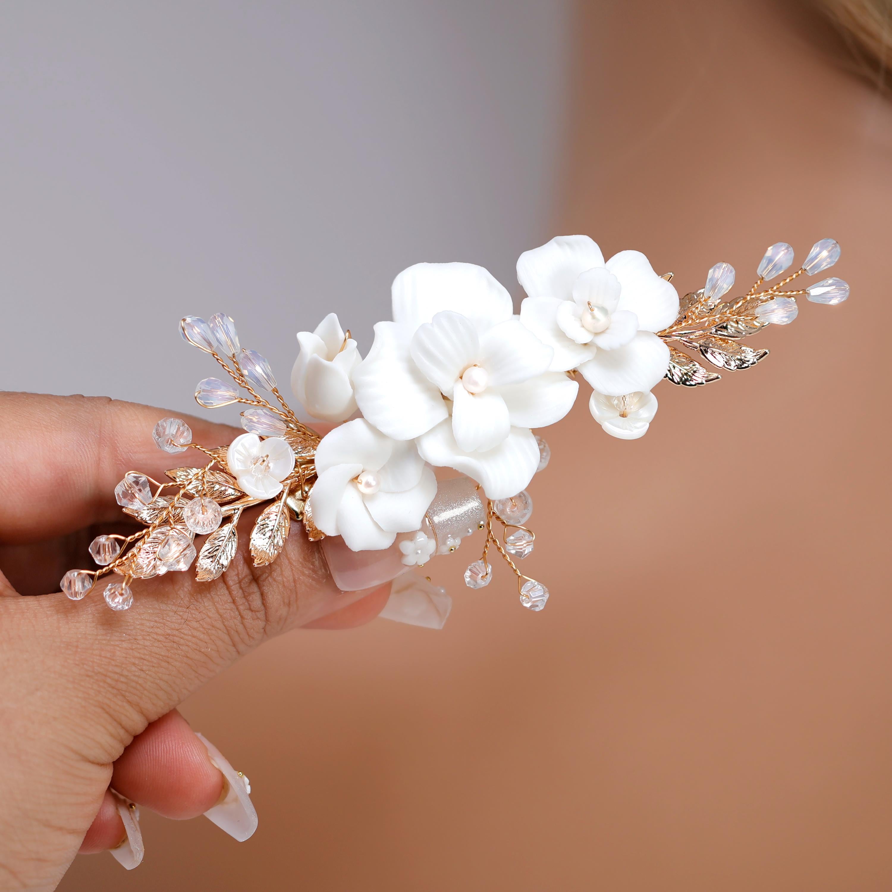 Freshwater Natural Pearl Celeste Flora Bridal Hair Clip, Bridesmaid Gift, Wedding Hair Accessory.