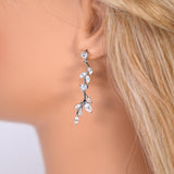 CZ Whispers of a Crystal Garden Necklace Set, Long Bridal Jewelry, Bridal Earrings And Necklace, Statement Earrings Cz Necklace Set.