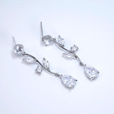 CZ Echoes of the Enchanted Vine Necklace Set, Long Bridal Jewelry, Bridal Earrings And Necklace, Statement Earrings Cz Necklace Set.