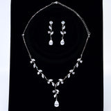 CZ Echoes of the Enchanted Vine Necklace Set, Long Bridal Jewelry, Bridal Earrings And Necklace, Statement Earrings Cz Necklace Set.