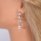 CZ Echoes of the Enchanted Vine Necklace Set, Long Bridal Jewelry, Bridal Earrings And Necklace, Statement Earrings Cz Necklace Set.