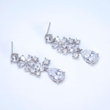 CZ Floral Wishes in a Crystal Dawn Necklace, Long Bridal Jewelry, Bridal Earrings And Necklace, Statement Earrings Cz Necklace Set.