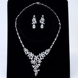 CZ Floral Wishes in a Crystal Dawn Necklace, Long Bridal Jewelry, Bridal Earrings And Necklace, Statement Earrings Cz Necklace Set.