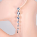 CZ Bezel Bloom Tassels Diamond earrings, Bridal Jewelry Bridal Earrings Crystal Bridal Earrings Statement earrings