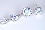 CZ Bezel Bloom Tassels Diamond earrings, Bridal Jewelry Bridal Earrings Crystal Bridal Earrings Statement earrings