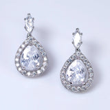 CZ Diamond Tear of Light Dainty Necklace and Earrings Set, Long Bridal Earrings And Necklace, Statement Earrings Cz Necklace Set.