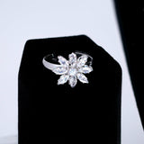 CZ Diamond Snowflower Elegance Jewelry Set, Long Bridal Earrings, Bracelet, Ring And Necklace, Statement Earrings Cz Necklace Set.