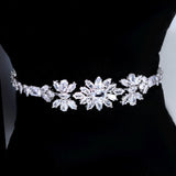 CZ Diamond Garden of Queen's Glory Jewelry Set, Long Bridal Earrings, Bracelet, Ring And Necklace, Statement Earrings Cz Necklace Set.