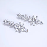 CZ Diamond Verdant Grace Jewelry Set, Long Bridal Earrings, Bracelet, Ring And Necklace, Statement Earrings Cz Necklace Set.