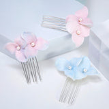 Porcelain Floral Faux Pearl Pastel Bloom Hair Comb, Ceramic Hair pins Set, Bridal Hair Accessories