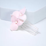 Porcelain Floral Faux Pearl Pastel Bloom Hair Comb, Ceramic Hair pins Set, Bridal Hair Accessories