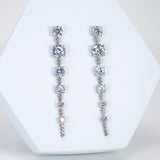 CZ Bezel Bloom Tassels Diamond earrings, Bridal Jewelry Bridal Earrings Crystal Bridal Earrings Statement earrings